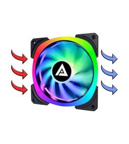 img 2 attached to 🌀 Apevia LP412L2S-RGB Lunar Pro 120mm Silent Dual-Ring Addressable RGB Fan: Remote Control, Color Changing LED, 28x LEDs, Anti-Vibration Pads, 2 Magnetic LED Strips (4+2-pk)