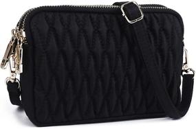 img 4 attached to 👛 Women's Small Purse with Triple Zip Pockets - Cross Body Fashion Clutch Wallet Quilted Shoulder Bag, Adjustable Strap Included