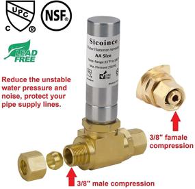 img 2 attached to Sicoince Water Hammer Arrestor 231-2-FM(1 PACK): 3/8 Inch Male Compression & 3/8 Inch Female Compression for Dishwasher & Toilet