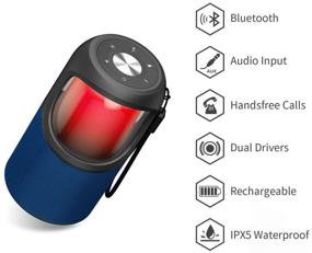 img 1 attached to JUSTNEED Waterproof 360° Loud Stereo LED Portable Wireless Bluetooth Speaker - 11 Changing RGB Colors Light for Home Party Camping Beach, Blue
