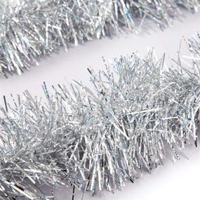 img 4 attached to 🎄 IPEGTOP 4 Pcs x 6.6ft Christmas Tinsel Garland - Classic Thick Colorful Shiny Ornaments for Party/Hanging - White Silver