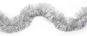 img 1 attached to 🎄 IPEGTOP 4 Pcs x 6.6ft Christmas Tinsel Garland - Classic Thick Colorful Shiny Ornaments for Party/Hanging - White Silver