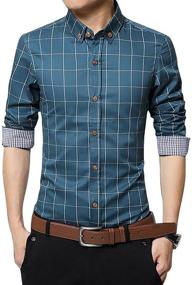 img 1 attached to 👔 Men's Plaid Button-Up Shirt with Cotton Sleeves - LOCALMODE Clothing