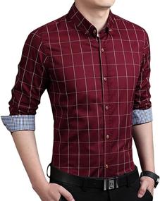 img 2 attached to 👔 Men's Plaid Button-Up Shirt with Cotton Sleeves - LOCALMODE Clothing