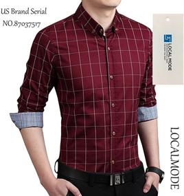 img 3 attached to 👔 Men's Plaid Button-Up Shirt with Cotton Sleeves - LOCALMODE Clothing