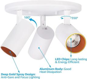 img 1 attached to 🔦 LEONLITE Dimmable LED Ceiling Spotlight Fixture, 3-Light Directional Ceiling Light, ETL & ES Listed, High CRI, Adjustable Round Semi Flush Mount Track Lighting for Kitchen, Long Lifespan, 3000K Warm White