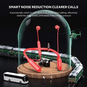 img 1 attached to 🎧 100 Hours Playtime Neckband Bluetooth Headphones with Noise Cancelling Microphone [1000 mAh] - Wireless Earbuds for Android & Smart Phone Music Audiobooks