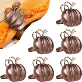 img 4 attached to 🍂 Thanksgiving Napkin Holders for Dining with Pumpkin Design