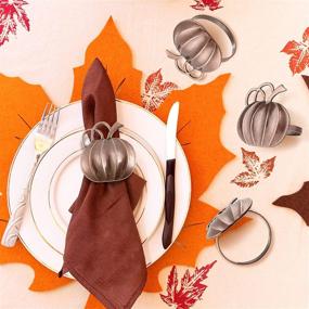 img 1 attached to 🍂 Thanksgiving Napkin Holders for Dining with Pumpkin Design