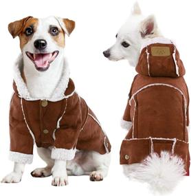 img 4 attached to 🐶 ROZKITCH Small Dog Fleece Jacket Hoodie for Cold Winter Weather - Windproof Pet Coat with Hooded Design for Boy and Girl Puppies - Warm Autumn Outfit, Perfect Snowsuit Clothes for Dogs - Red/Light Brown