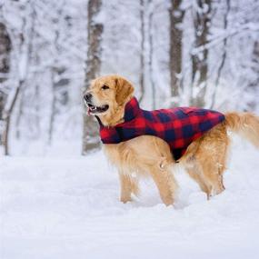 img 3 attached to 🐾 Куртка для собак Kuoser в клетку на зиму - Ветрозащитная, водоотталкивающая и уютная куртка для холодной погоды с флисовой подкладкой, в британском стиле - Подходит для маленьких, средних и больших собак - Включает карман - Доступна в размерах от XS до 3XL.