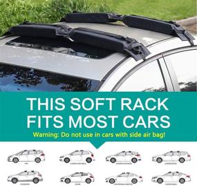 img 2 attached to 🏔️ Soft Roof Rack Pad - Foldable Ski & Snowboard Carriers: Universal Ski Roof Rack with Adjustable Straps for Kayak, Canoe, Surfboard, Paddleboard, SUP & Snowboard