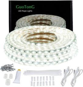 img 4 attached to GUOTONG Daylight White LED Strip Lights Outdoor 50ft 6000K - 2-Wire, Waterproof, Cuttable, 🏡 Connectable LED Rope Lights, UL Listed Power Supply - Ideal for Home, Bedroom, Garden Decoration