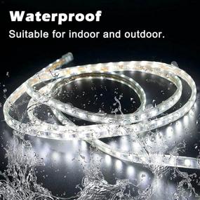 img 3 attached to GUOTONG Daylight White LED Strip Lights Outdoor 50ft 6000K - 2-Wire, Waterproof, Cuttable, 🏡 Connectable LED Rope Lights, UL Listed Power Supply - Ideal for Home, Bedroom, Garden Decoration