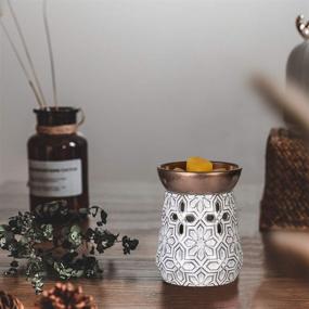 img 2 attached to 🕯️ NALATI SUNPIN Ceramic Hollow Relief Candle Warmer: An Elegant and Efficient Electric Wax Warmer for Scented Wax and Fragrances, Perfect Aroma Decor for Bedroom and Office in Stunning White