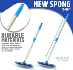 img 3 attached to 🧽 New Spong 2-in-1 Multi-Purpose Glass Cleaning Squeegee Wiper: Dual Side Blade Rubber & Sponge | 10” with Extendable Handle