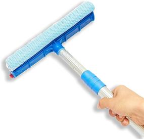img 4 attached to 🧽 New Spong 2-in-1 Multi-Purpose Glass Cleaning Squeegee Wiper: Dual Side Blade Rubber & Sponge | 10” with Extendable Handle