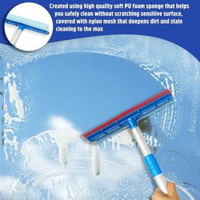 img 2 attached to 🧽 New Spong 2-in-1 Multi-Purpose Glass Cleaning Squeegee Wiper: Dual Side Blade Rubber & Sponge | 10” with Extendable Handle