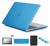 se7enline aqua blue matte hard cover case + sleeve + keyboard cover + screen protector + dust plug bundle for macbook pro touch bar 13 inch a1706/a1989/a2159 (2016/2017/2018/2019) mac pro logo