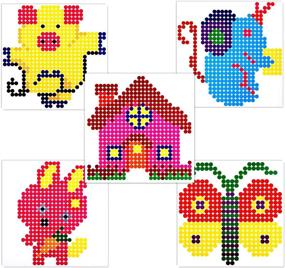 img 3 attached to 🔲 Perler Clear Pegboards Set: 4-Pack Big Clear Plastic Pegboards for Perler Beads + 5 Colorful Patterns, Tweezers, and Ironing Papers