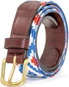 img 2 attached to 👔 Exquisite Men's Accessories: Enhanced with Hand-Stitched Needlepoint and Quality Leather Backing Belts