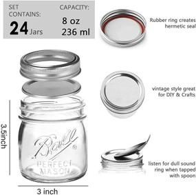 img 3 attached to 🍯 Mason Jars Regular Mouth 8 oz - 24 Pack: Small Clear Half Pint Glass Canning Jars with Airtight Lids and Bands for Preserving, Honey, Jam, Jelly, Kitchen Spices & DIY Projects