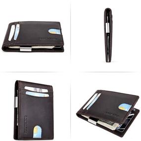 img 3 attached to 🔒 BOSTANTEN Premium Leather Bifold Wallets with RFID Blocking - Top Men's Accessories for Wallets, Card Cases & Money Organizers