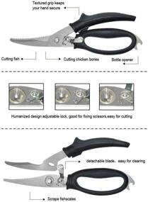 img 2 attached to Ножницы для птицы: кухонные ножницы тяжелой работы для нарезки курицы, птицы, дичи, костей и мяса - рубка продуктов - с пружинным механизмом - лучшие отзывы!