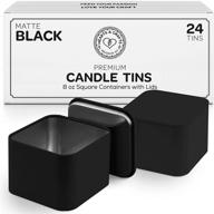 hearts & crafts 8-oz black square tin cans with lids, 24-pack - perfect for arts & crafts, candle jars, storage, and gifts logo