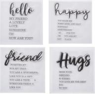 joyful 4pcs/set hello happy hugs friend sentiment clear stamp - ideal for card making, decoration, and scrapbooking - size: 11x16cm logo