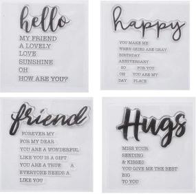 img 1 attached to Joyful 4pcs/Set Hello Happy Hugs Friend Sentiment Clear Stamp - Ideal for Card Making, Decoration, and Scrapbooking - Size: 11x16cm