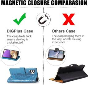 img 1 attached to Blue Leather Wallet Case with Butterfly & Flower Embossed Design for Samsung Galaxy A32 5G (2021), Flip Phone Cover with Card Slots and Kickstand [Not Compatible with A32 4G]