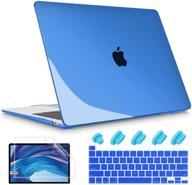 💙 may chen dark blue crystal plastic hard shell case for macbook pro 13 inch a2338/a2289/a2251 2020 release - compatible with retina display, touch bar, and touch id logo