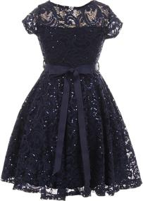 img 3 attached to 👗 Stunning BNY Corner Cap Sleeve Floral Lace Glitter Pearl Holiday Party Flower Girl Dress