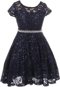 img 4 attached to 👗 Stunning BNY Corner Cap Sleeve Floral Lace Glitter Pearl Holiday Party Flower Girl Dress