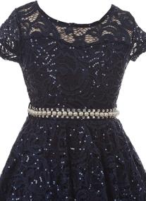 img 2 attached to 👗 Stunning BNY Corner Cap Sleeve Floral Lace Glitter Pearl Holiday Party Flower Girl Dress