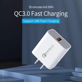 img 2 attached to 🔌 TZONOO Быстрозарядное зарядное устройство для стены с USB, Quick Charge 3.0, 18 Вт - Портативный переходник для путешествий для беспроводного зарядного устройства, iPhone, iPad, Samsung - Быстрый сетевой переходник для iPhone X/8/7, AirPods Pro и многое другое - Белый