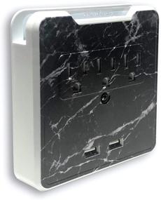 img 4 attached to 🔌 Glamsockets Decorative Wall Mount Surge Protector with 3 Outlets, Dual USB Charging Ports and Phone Holder - USB Charging Center/Multi-Functional Wall Tap in Black Marble