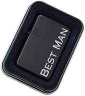 best man engraved matte black lighter - windproof, flip-top, refillable in gift tin logo