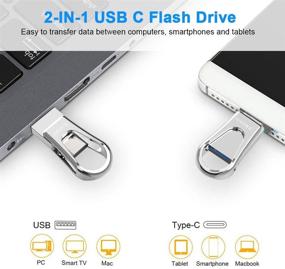 img 3 attached to 💧 JUANWE 128GB USB-флеш-накопитель типа C: двойной OTG 2-в-1, скорость USB 3.0, водонепроницаемый серебристый накопитель