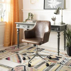 img 4 attached to 🪑 Safavieh Home Cadence: Swivel Office Chair in Brown Faux Leather & Chrome