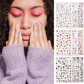 img 3 attached to 🌸 10 Sheet 3D Self-Adhesive Flower Nail Stickers - Luxury Fashion Decals for Nail Art Design, Cute DIY Nail Art Decals for Women and Girls - Nail Stickers