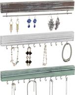 mygift rustic wood & metal jewelry organizer racks – set of 3, wall mounted with 24 hooks and hanging bar for earrings, necklaces, and bracelets logo