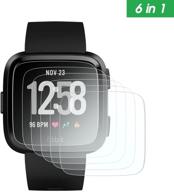 🛡️ awinner fitbit versa screen protector - premium hd clear ultra high definition invisible shield | anti-bubble crystal guard (6-pack) logo