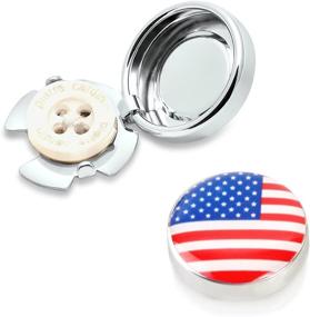 img 4 attached to 🌍 Stylish and Versatile BUTTONCUFF World Flag Button Covers - Elevate Your Attire with Imitation Cuff Links for Any Shirt, Jacket, or Collar