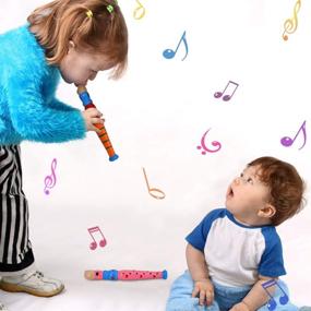 img 3 attached to 🎶 Sealive 2 шт. Маленькие деревянные флейты для малышей: красочная флейта для детей, музыкальный инструмент для изучения ритма, звуковые игрушки для обучения музыке для детей с аутизмом или дошкольников (случайный цвет)