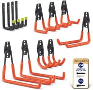 🔨 12-pack heavy duty steel garage wall hooks - wall mount hanging hooks tool organizer - each hook holds 40 lbs - rust resistant double hooks for organizing garden and garage tools logo