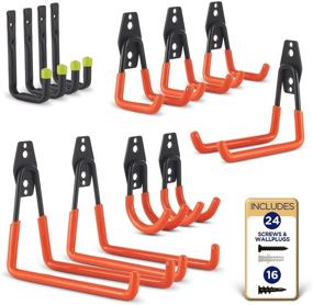 img 4 attached to 🔨 12-Pack Heavy Duty Steel Garage Wall Hooks - Wall Mount Hanging Hooks Tool Organizer - Each Hook Holds 40 Lbs - Rust Resistant Double Hooks for Organizing Garden and Garage Tools