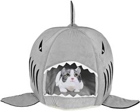 img 1 attached to 🦈 CAMAL Pet Bed: Cozy Shark Round Bed with Washable Cotton and Soft Bed Mat for Dogs and Cats