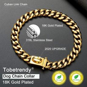 img 1 attached to 🐶 Собачий ошейник Tobetrendy Gold - 15мм ошейник "кубинское кольцо" с металлической пряжкой для пород булли (10-24 дюйма)